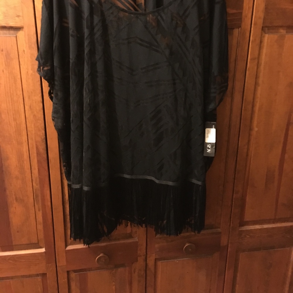 Black Sheer Bat Sleeve Top